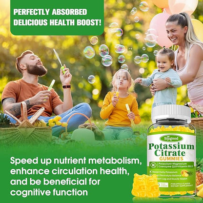 2 Pack Potassium Citrate Gummies – High Potency Potassium Supplement for Muscle Health, Leg Cramp Relief, Electrolyte Balance – Vegan, Non-GMO, Gluten-Free, Pineapple Flavor, 120 Count