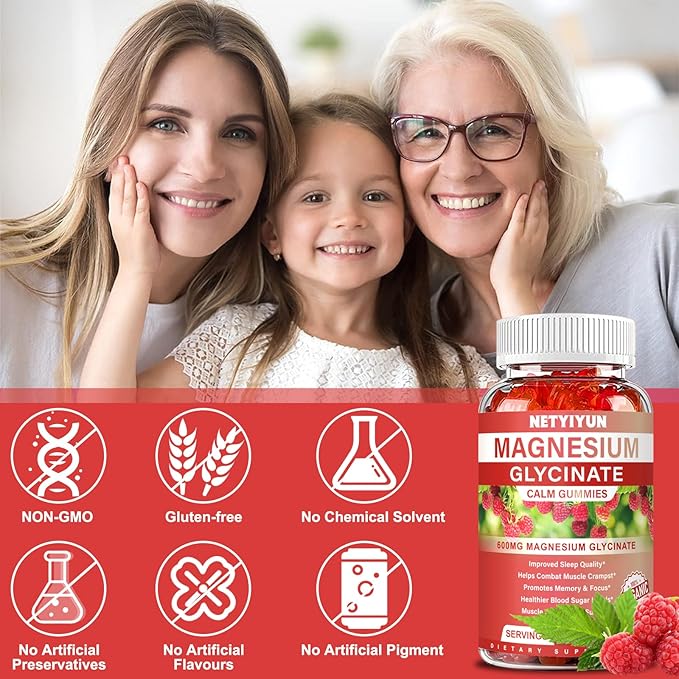 Magnesium Glycinate Gummies 600mg, High Absorption Magnesium Supplement for Adults,Include 200mg Magnesium L-Threonate, Magnesium Support Sleep Quality, Relaxation, Stress Relief Pack of 1