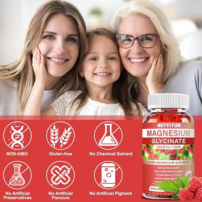 Magnesium Glycinate Gummies 600mg, High Absorption Magnesium Supplement for Adults,Include 200mg Magnesium L-Threonate, Magnesium Support Sleep Quality, Relaxation, Stress Relief Pack of 1