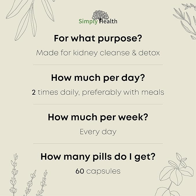 Premium Kidney Cleanse & Detox Health Supplement with Organic Cranberry Extract Supports Kidney, Bladder & Urinary Tract Health - Natural Detoxifier for Men & Women - GMP Certified, 60 Veggie Capsules