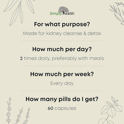 Premium Kidney Cleanse & Detox Health Supplement with Organic Cranberry Extract Supports Kidney, Bladder & Urinary Tract Health - Natural Detoxifier for Men & Women - GMP Certified, 60 Veggie Capsules