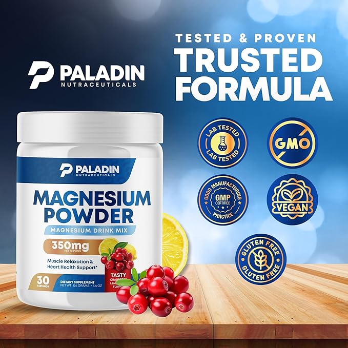 Magnesium Powder - Anti-Stress Drink Mix for Calm & Regularity - Magnesium Citrate Supplement - Relaxation, Muscle & Heart Support - Cranberry Lemonade Flavor - 30 Servings