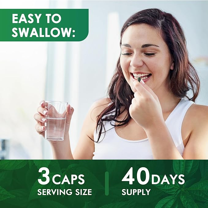 Chlorophyll Capsules 1500mg -Concentrated Natural Energy Boost for Body Deodorizing, Internal Cleanse, Skin Health - Sodium Copper Chlorophyllin,120 Vegan Capsules