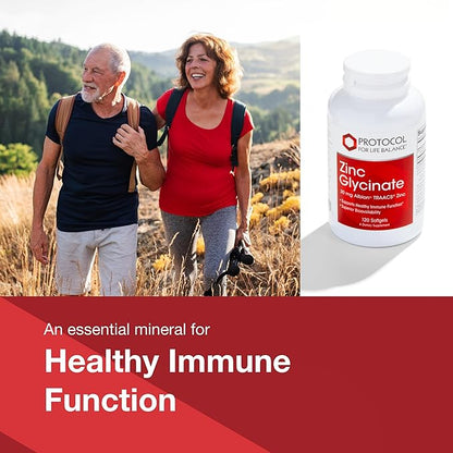 Protocol Zinc Glycinate 30mg - with Albion Traacs Zinc - Zinc Glycinate Supplement - Immune System Support* - Keto Friendly & Dairy Free - 120 Softgels