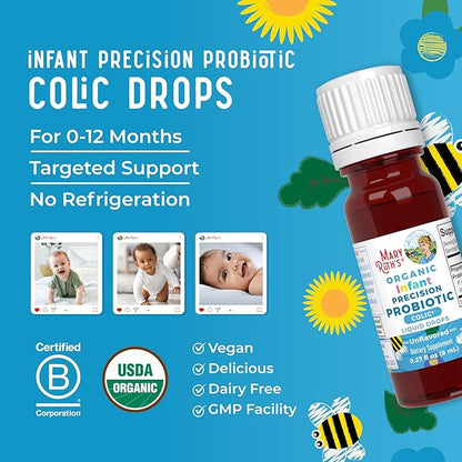 MaryRuth Organics Baby Probiotic Drops | Liquid Precision Probiotics for Digestive Health | Colic Calm | Occasional Colic Baby Relief | USDA Organic | Vegan | Baby Essentials| 30 Servings