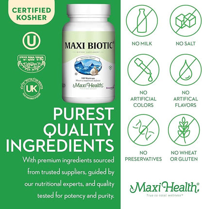 Maxi Health - Maxi Biotic Aged Garlic Extract Capsules (180 Count) | Kyolic Garlic Supplement with Spirulina, Echinacea, Oregano and Enzymax - Natural Antioxidant - Wellness Support