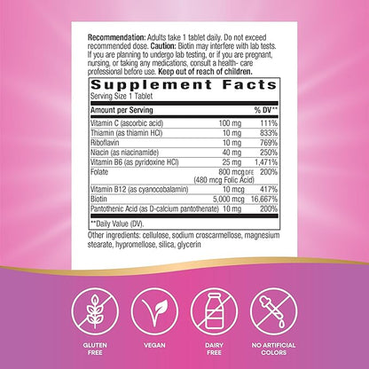 Nature's Way Biotin Forte, Supports Healthy Hair and Skin*, Energy and Nerve Function*, 60 Tablets