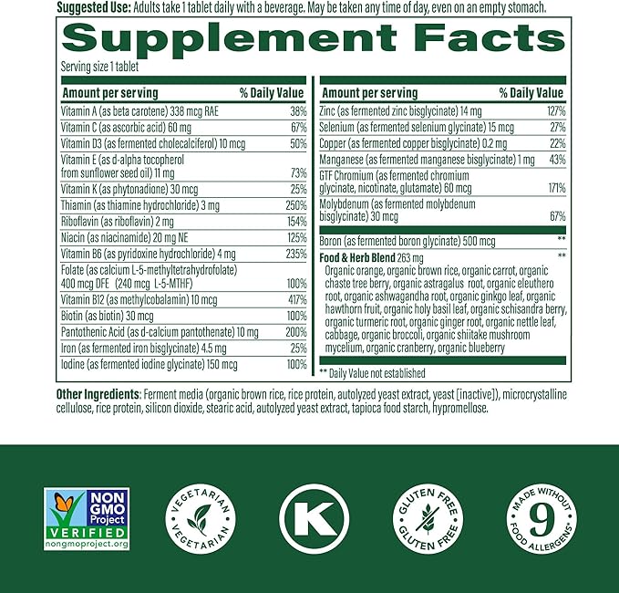 MegaFood Women's 40+ One Daily Multivitamin for Women - with Vitamin B12, B6, C, D, Zinc & Iron – Plus Real Food - Immune Support - Bone Health - Non-GMO - Vegetarian - 60 Tabs