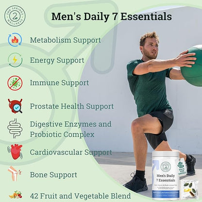 Daily 7 Essentials Men's Vitamin Pack - 7 Pack Adult Male Multivitamin & Multimineral Pack for Energy, Metabolism, Immune System Support, Prostate Support with Probiotic, Digestive Enzymes