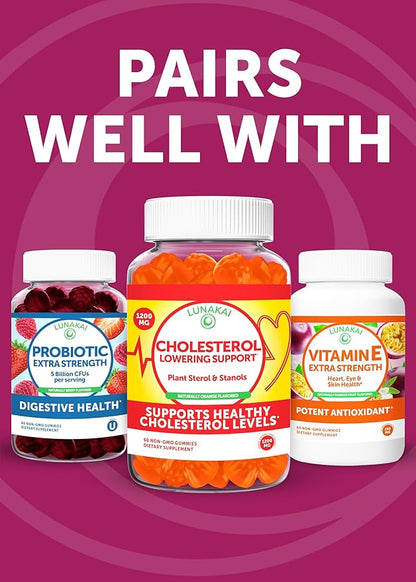 Lunakai USA Made Beet Root Gummies with Antioxidant Blend - Delicious Non-GMO Beet Chews, 60ct