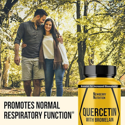 Quercetin with Bromelain Supplement 1200mg, Quercetin 500mg Capsules, Helps Support Healthy Immunity, Potent Antioxidant, 60 Count