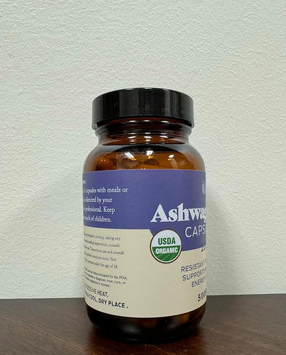 Organic Ashwagandha Capsules - 100 Capsules 500mg Pure Organic Ashwagandha Supplement for Calming Support