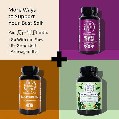 Joy-Filled Mood Support Supplement with St Johns Wort Capsules 120 Ct | Stress Relief Supplement with Rhodiola Rosea, Eleuthero | Helps Calm The Mind & Body | 100% Plant-Based Happy Pills | Herbal