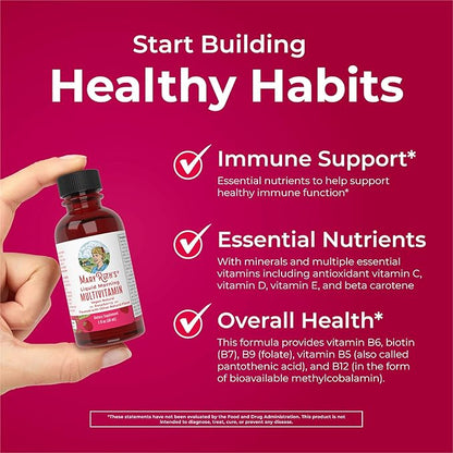 MaryRuth's Liquid Morning Multivitamin Travel Pack | Mens & Womens Multivitamin| Vitamin A C D E B6 B12 Biotin Zinc | Beauty | Immunity | Vegan | Non-GMO | Gluten Free | 1 oz | 16 Servings