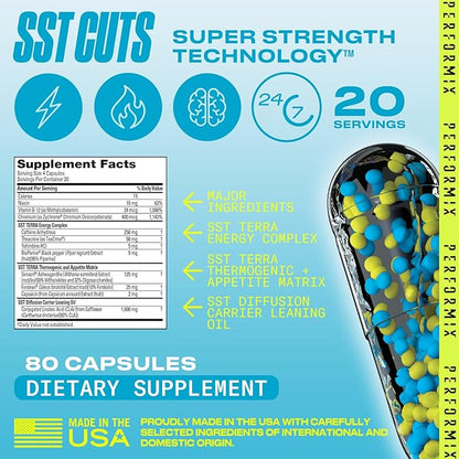 PERFORMIX - SST Cuts - Thermogenic with CLA - Energy, Focus & Mood - Metabolism Support - Hunger Control - Nootropic - Pre Workout - Men & Women - 160 Servings - 2 Pack