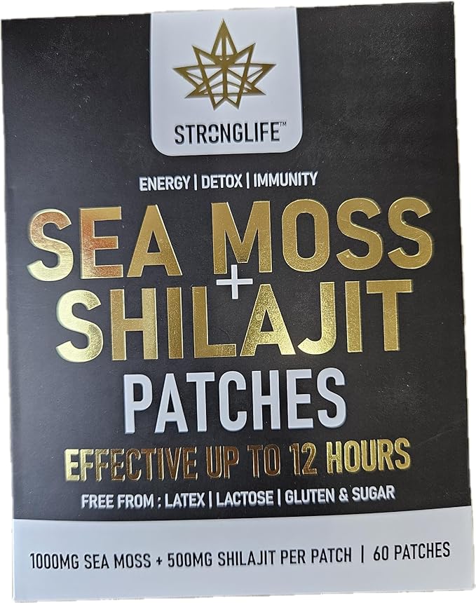 Stronglife Shilajit 500mg & Sea Moss 1000mg Transdermal Patches – 60 Patches High Absorption, Like Capsules and Resin, Easy to Use, Long-Lasting,