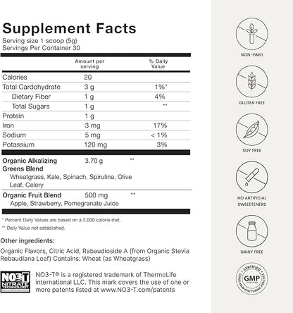 HumanN HeartGreens | Superfood Organic Powder with Wheatgrass, Kale, Spinach, and Spirulina, USDA Organic Non-GMO, from The Makers of SuperBeets (Green Apple Flavor, 5.29-Ounce