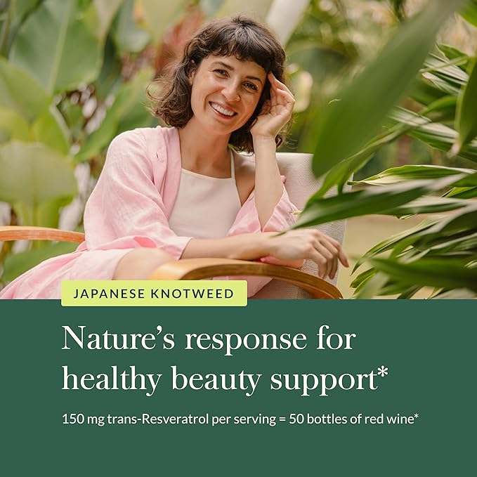 Gaia Herbs Resveratrol 150 - Beauty & Radiance Antioxidant Support Supplement - Made with Japanese Knotweed - Contains 150 mg Trans-Resveratrol per Serving - 50 Liquid Phyto-Capsules (25-Day Supply)