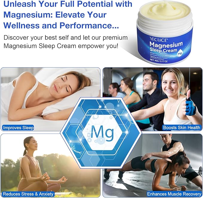 Magnesium Cream for Feet, Magnesium Oil for Feet, Magnesium Lotion, Magnesium Cream 3.17 OZ, Topical Magnesium, Soothes Muscle Tension, High Concentration Genuine Zechstein Topical Magnesium Chloride