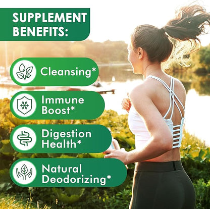 Chlorophyll Capsules 1500mg -Concentrated Natural Energy Boost for Body Deodorizing, Internal Cleanse, Skin Health - Sodium Copper Chlorophyllin,120 Vegan Capsules