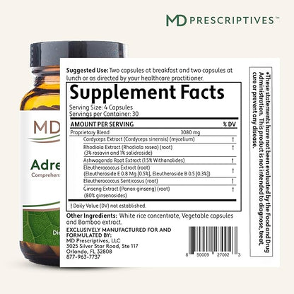 Adrenal Forte - Adrenal Support Supplement* with Ashwagandha & Rhodiola - 120 Capsules