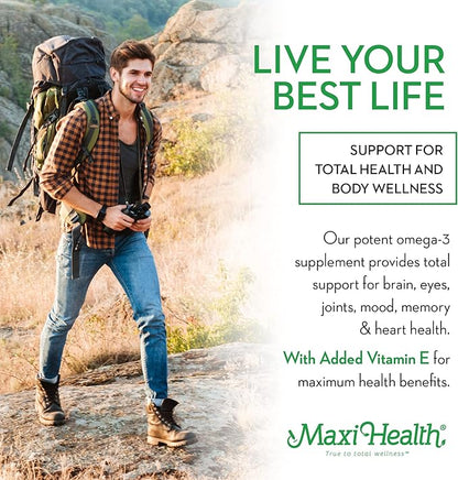 Maxi Health Triple Omega-3 Concentrate - Fish Oil - "1000 IU" Vitamin D3 (190 Capsules)