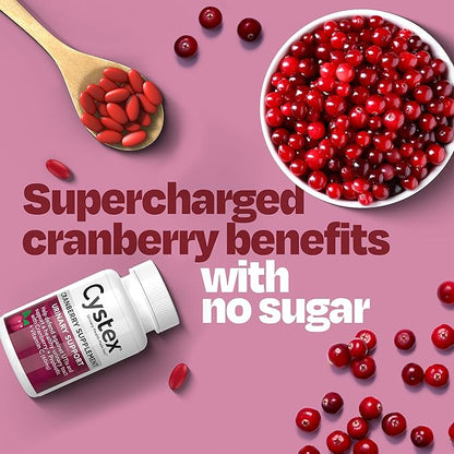 Cystex Cranberry Urinary Tract Health Supplement with Probiotics and Vitamin C, Cranberry Pills for Men & Women to Prevent UTIs, Sugar Free, 75 Caplets