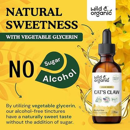 Wild & Organic Goldenseal Tincture 2 fl oz & Cats Claw Tincture 4 fl oz