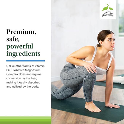 Terry Naturally BioActive Magnesium Complex - Bone & Heart Health Support - Supplement with Vitamin B6, Zinc & Magnesium - Pyridoxal-5-Phosphate Vegan Capsule Supplement - 60 Capsules