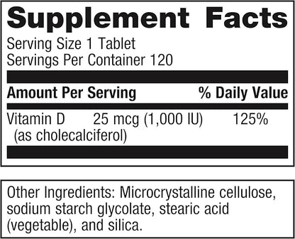 Metagenics Vitamin D3 1000 - Vitamin D Supplement - Bone Density & Immune Support* - Tooth Integrity* - Non-GMO & Gluten Free - 120 Tablets