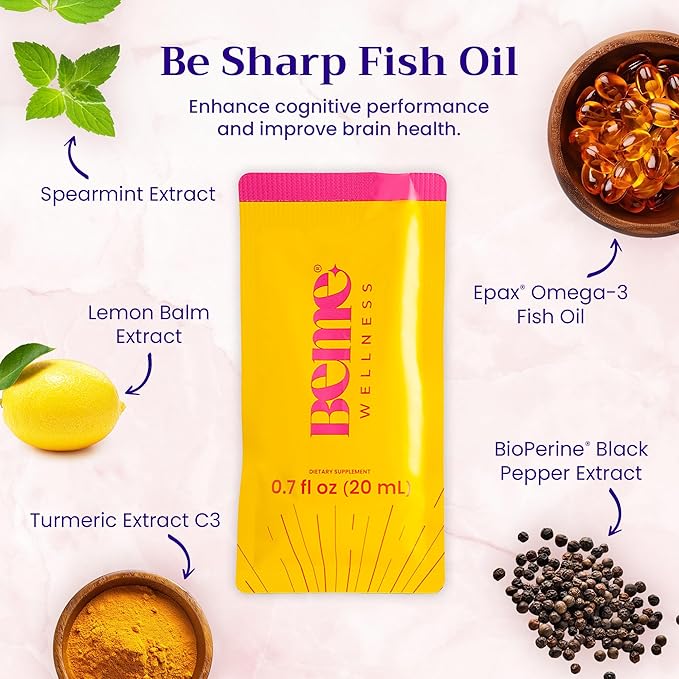 BeMe BeSharp & BeZen Bundle - Liquid Omega-3 & Magnesium Glycinate L-Theanine Supplements