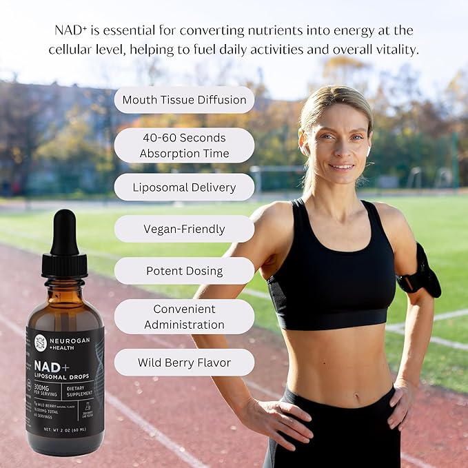 Neurogan NAD+ Liposomal Drops - 300mg Per Serving, 18,000mg Total - Liquid Drops Supplements - Cellular & Immune Support Supplement - Nicotinamide Adenine Dinucleotide for Women & Men