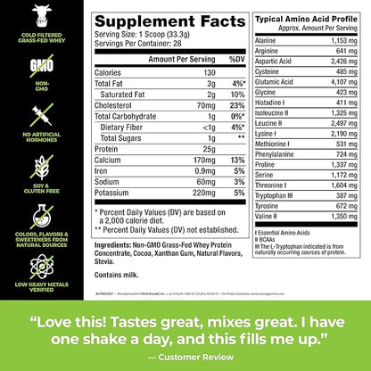 Nutrology Greens & Fruits Powder-Naturally Sourced Superfood, Vanilla Cinnamon (30 Servings) Grass Fed Whey Protein Powder, Creamy Chocolate Flavor (28 Servings)