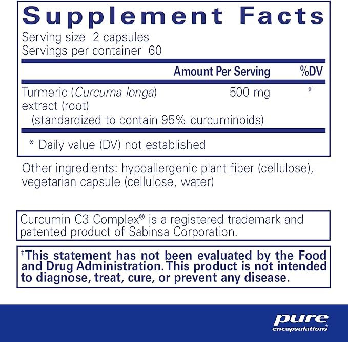 Pure Encapsulations Curcumin - 500 mg - Supports Joint Health & Liver Health - Curcuma Longa Capsule - Non-GMO & Vegan - 120 Capsules