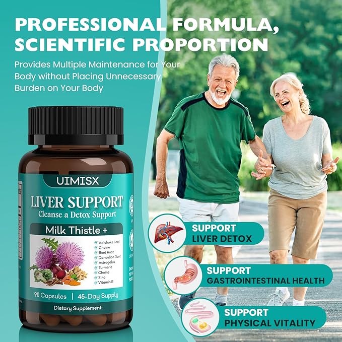 Milk Thistle Supplement - Liver Detox Cleanse Formula Herbal Liver Support with Milk Thistle, Dandelion Root, Artichoke, Turmeric, Astragalus for Liver Health, 90 Capsules-81