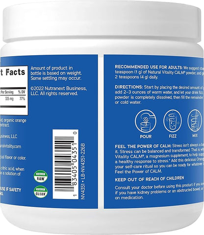 Natural Vitality Calm Magnesium Supplement, Anti-Stress Drink Mix Powder, Gluten Free, Vegan, & Non-GMO, Orange, 8 oz