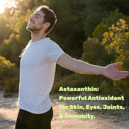 Astaxanthin 24mg Per Serving, 120 Softgels – Double Strength Microalgae – Natural Haematococcus Pluvialis Source – Antioxidant Supplements for Skin, Eyes, Joints, & Immune Support – Non-GMO