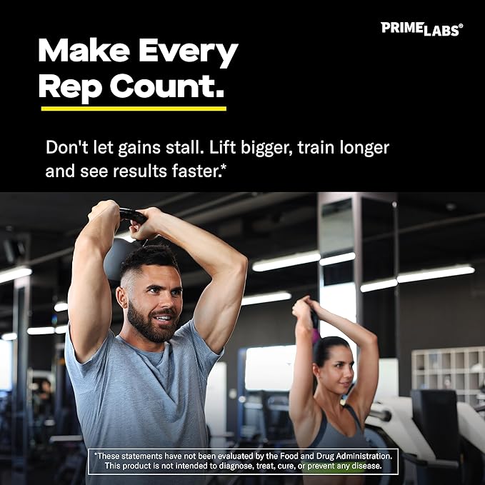 Prime Labs Creatine Monohydrate Capsules - 5g (5000mg) - Muscle Growth, Recovery, Brain Function - for Men & Women - 120 Count