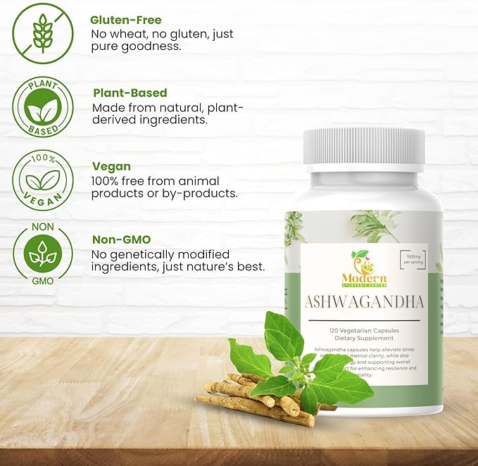 Organic Ashwagandha Capsules 3000mg – Maximum Strength Adaptogen for Stress Relief, Energy & Sleep – 120 Vegan Capsules – With Black Pepper for High Absorption – Non-GMO, GMP Certified