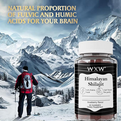 WXW Shilajit Gummies Pure Himalayan Organic Manuka Honey MGO +263 High Potency for Men & Women 85+ Trace Minerals 75% Fulsive Acid Lab Tested 120 Gummies