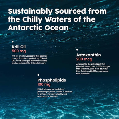 NativePath: Antarctic Krill Oil - Wild-Caught Krill Omega-3 Fatty Acids with EPA and DHA - 30-Day Supply - Supports Your Joint, Heart, Brain and Immunity - Pure Formula, No Fishy Taste