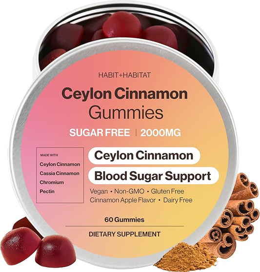Ceylon Cinnamon Gummies - 2000mg Cinnamon Complex Chromium in Plastic Free Tins - Gluten Free Vegan