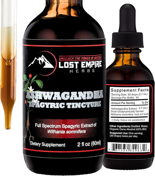 UNLEASH THE POWER OF NATURE Ashwagandha Spagyric Tincture - Liquid Drops Root Extract for Men, Women, Sleep, Cortisol - Best Ashwagandha Supplement USA Grown Organic (2 fl oz)