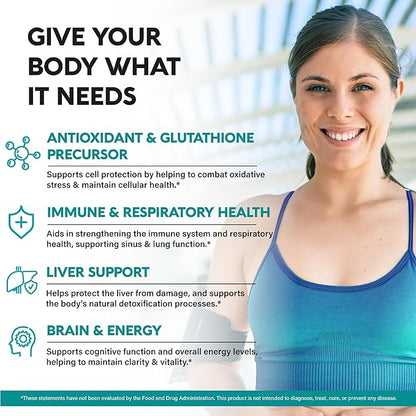 NAC Supplement | Selenium | B6 | B12 - Antioxidant, Immune Support - N Acetyl Cysteine 600 mg per Capsule, 1200 mg per Serving - Made in USA - Non-GMO, Gluten-Free, Vegan - 180 Caps, 3 Month Supply