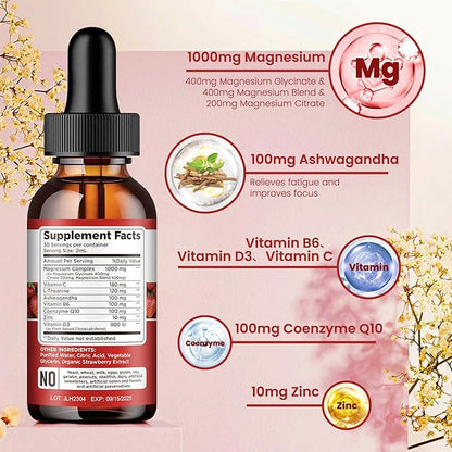 Magnesium Glycinate Liquid Drops Supplement | Triple Magnesium Complex Liquid Drops | Bundle