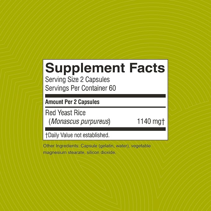 Nature's Sunshine Red Yeast Rice, 120 Capsules, Kosher | Helps Support The Production of Good Cholesterol in The Liver and Supports The Circulatory System