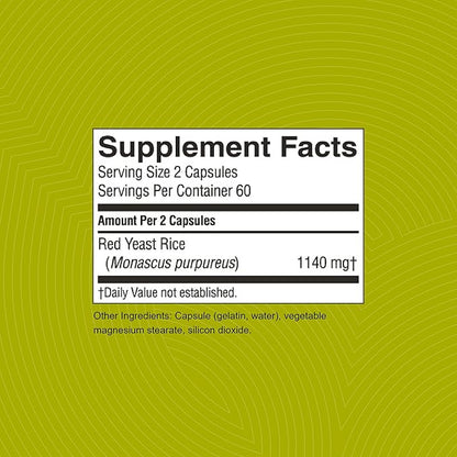 Nature's Sunshine Red Yeast Rice, 120 Capsules, Kosher | Helps Support The Production of Good Cholesterol in The Liver and Supports The Circulatory System