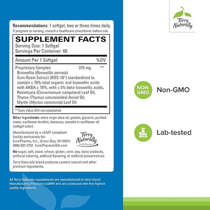Terry Naturally BosMed Respiratory Support - Respiratory Support Supplement - Herbal Supplement for Lung Support - Healthy Lung Supplement for Clear Bronchial Passages - 60 Softgels (Pack of 2)