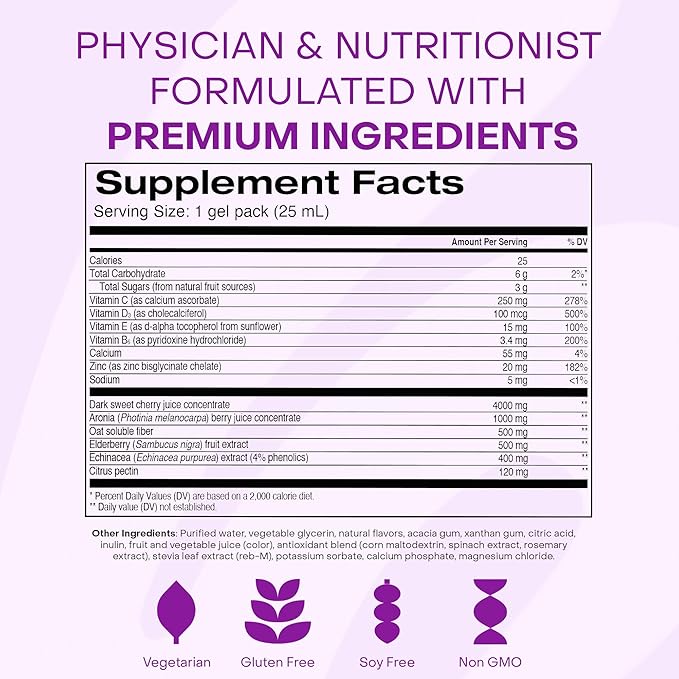 Healthycell Immune Super Boost Daily Liquid Supplement - Immune Support Supplement for Adults with Echinacea, Elderberry, Vitamin C, Vitamin D, Calcium & Zinc - 30 Gel Packs