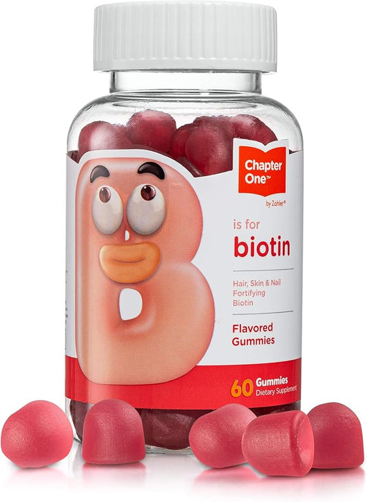 Zahler Chapter One Biotin Gummies, Hair Skin and Nails Fortifying Biotin, Certified Kosher, 60 Flavored Gummies